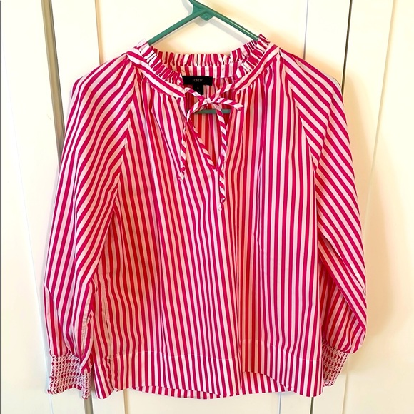 J. Crew candy striped blouse in excellent condition. Perfect for spring - Picture 2 of 7